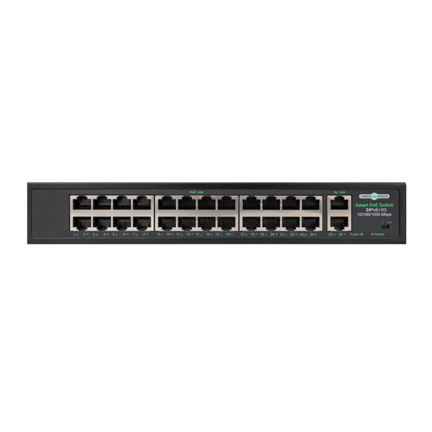 Комутатор мережевий POE GreenVision GV-009-D-24+2PG - Фото 1