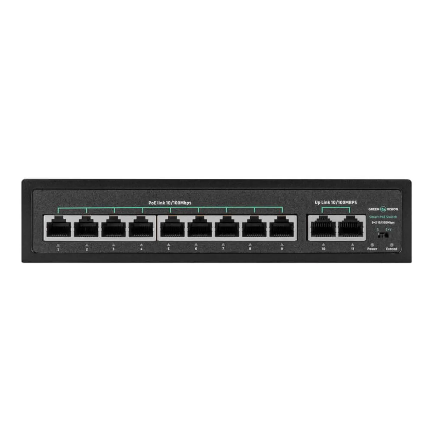 PoE комутатор мережевий GreenVision GV-016-D-09+2P - Фото 2