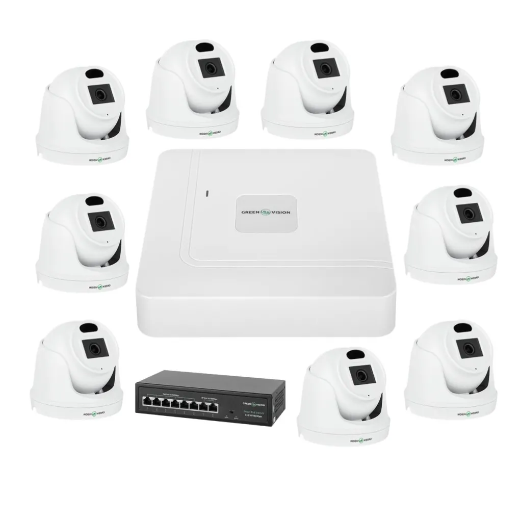 Комплект відеоспостереження на 9 камер GreenVision GV-IP-K-W72/09 3Mp (LP22862)- Фото 1
