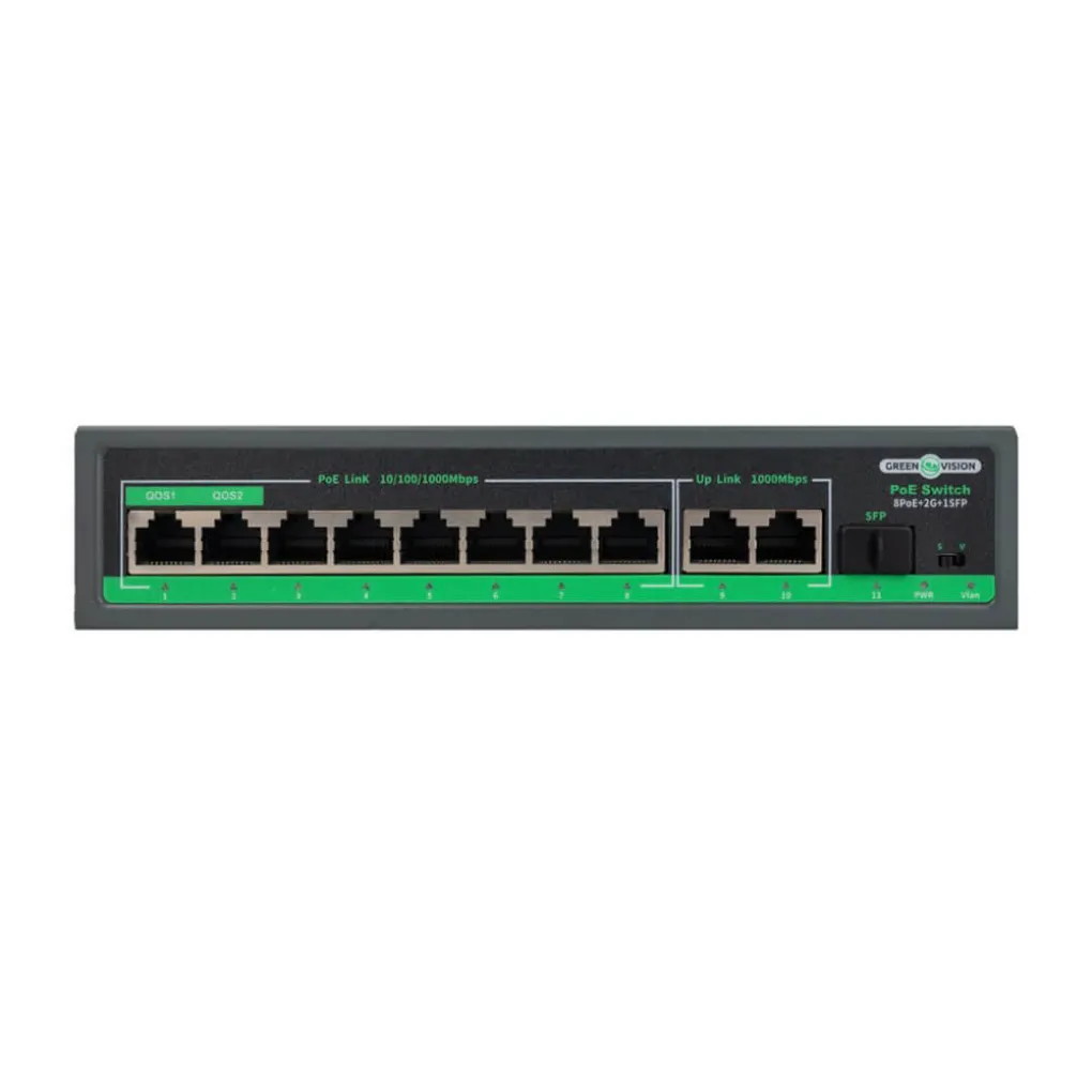 Комутатор мережевий POE GreenVision GV-018-D-08G+2PG+1SFP- Фото 2