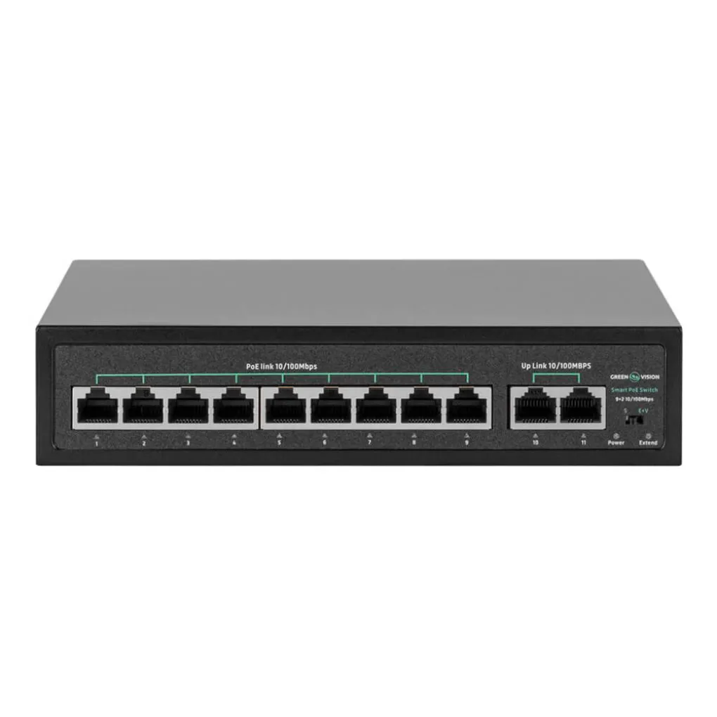 PoE комутатор мережевий GreenVision GV-016-D-09+2P- Фото 1