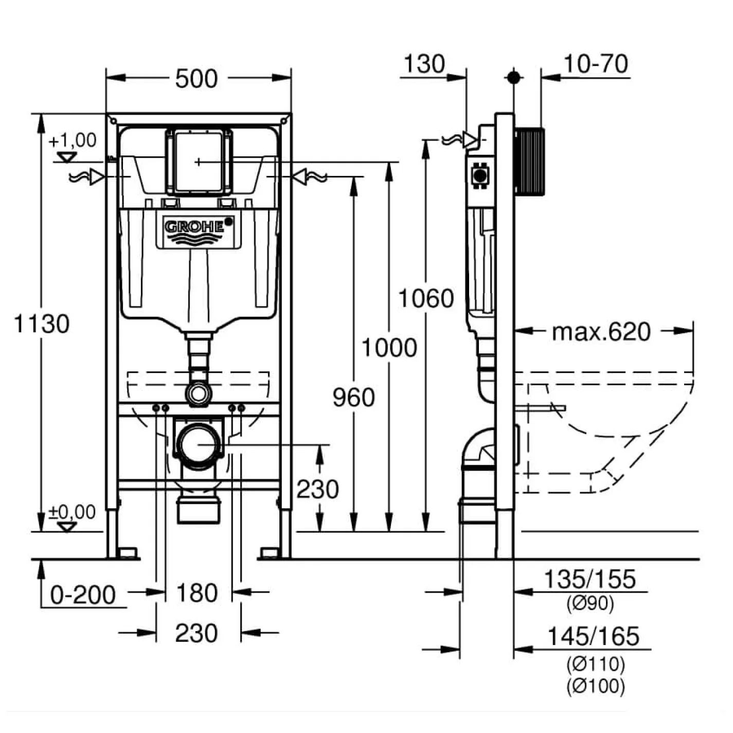 Інсталяція Grohe Rapid SL + унітаз Volle Amadeus M Rimless з сидінням Slim slow-closing + кнопка (13-06-055M+38772001) - Фото 4