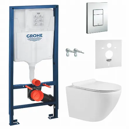 Інсталяція Grohe Rapid SL + унітаз Volle Amadeus M Rimless з сидінням Slim slow-closing + кнопка (13-06-055M+38772001)