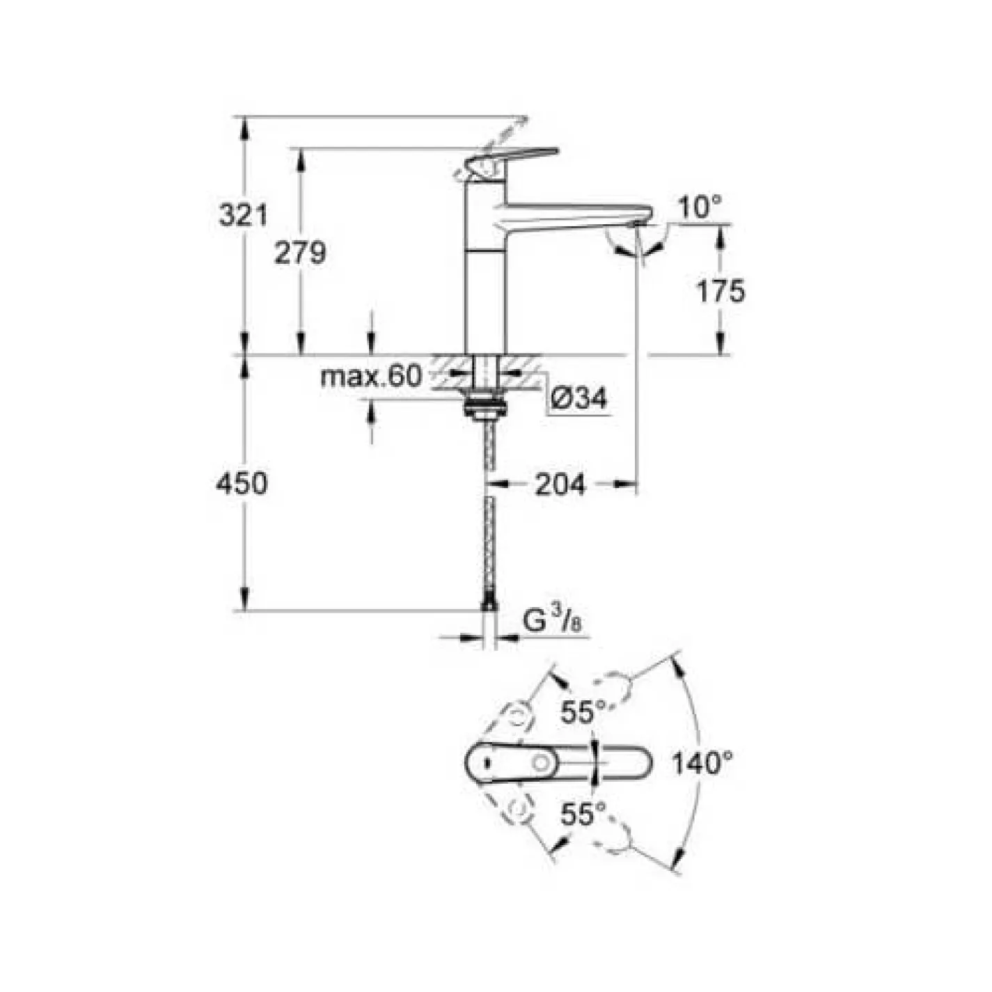 Смеситель для кухни Grohe Europlus Хром (33930002) - Фото 1