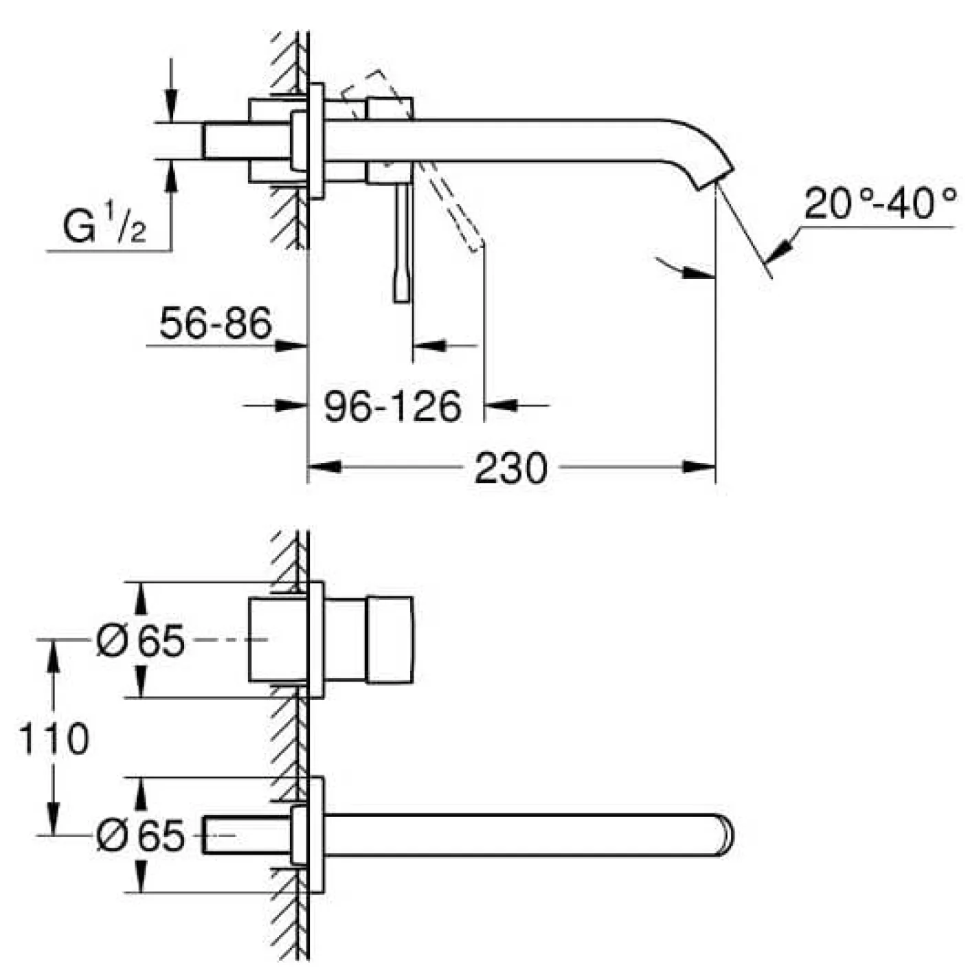 Смеситель для умывальника Grohe L-Size Essence (19967001/29193001) - Фото 1