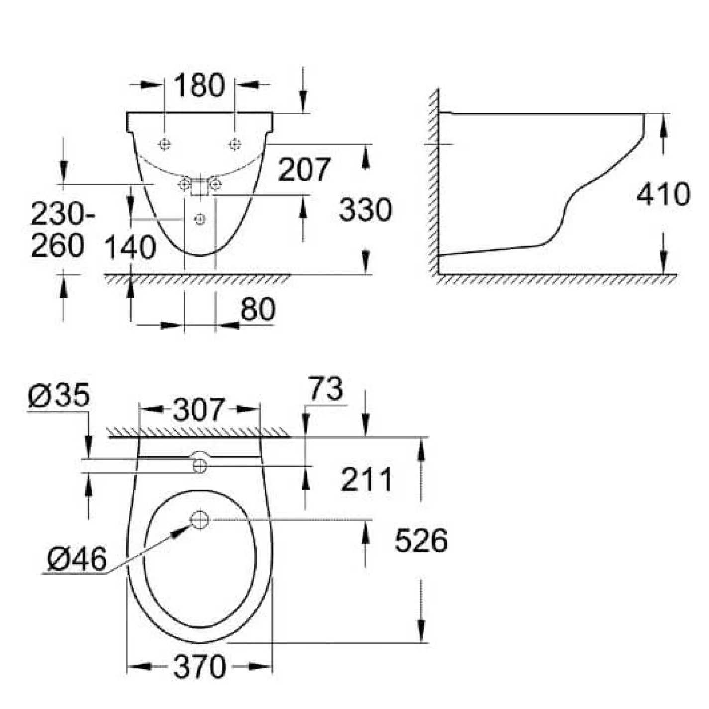 Биде подвесное Grohe Bau Ceramic (39433000) - Фото 4