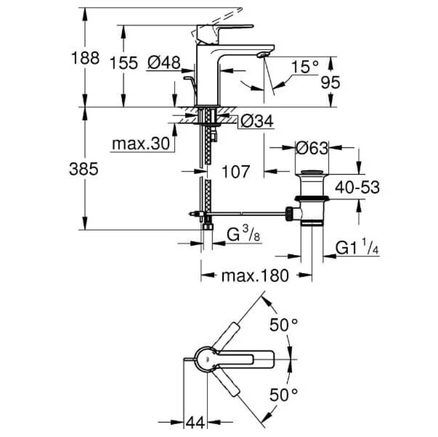 Змішувач для раковини Grohe Lineare XS (32109001) - Фото 1