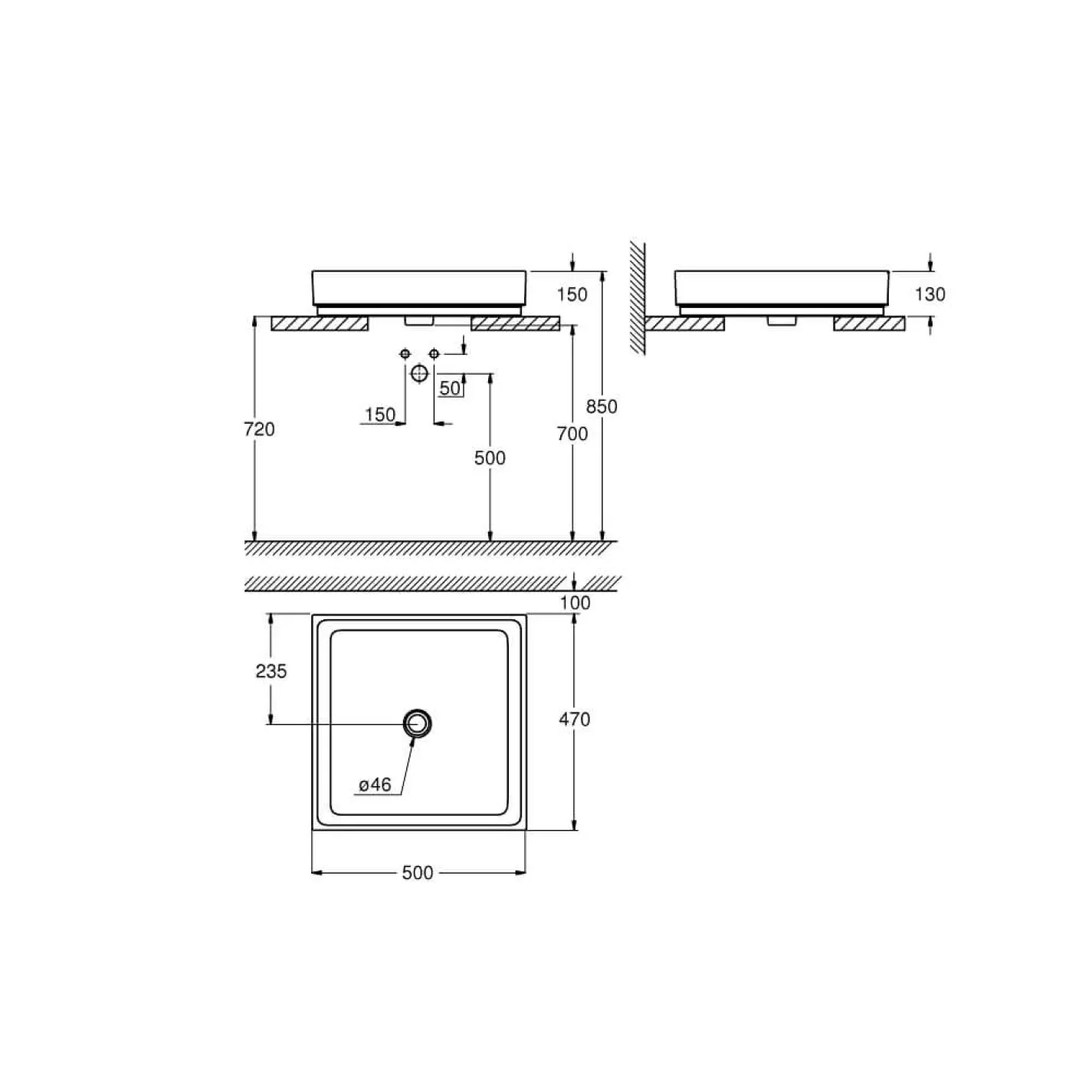 Раковина накладна Grohe Cube Ceramic білий (3948100H) - Фото 1