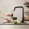 Змішувач для кухні Grohe QuickFix Start з висувним виливом, чорний матовий (306312430)- Фото 4