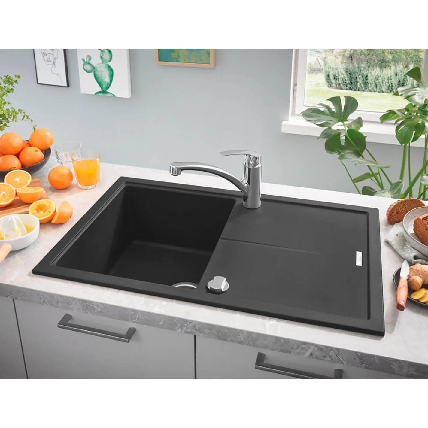 Кухонная мойка Grohe K400 Sink 50 780x500, черный гранит (31639AP0) - Фото 3