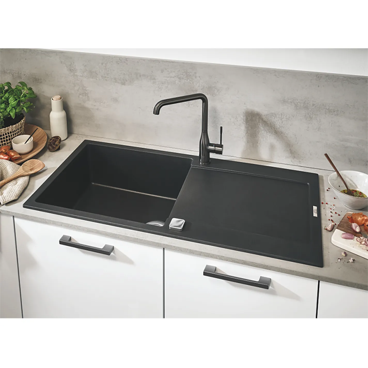 Мийка кухонна Grohe Sink K500 1000х500, чорний граніт (31645AP0) - Фото 3