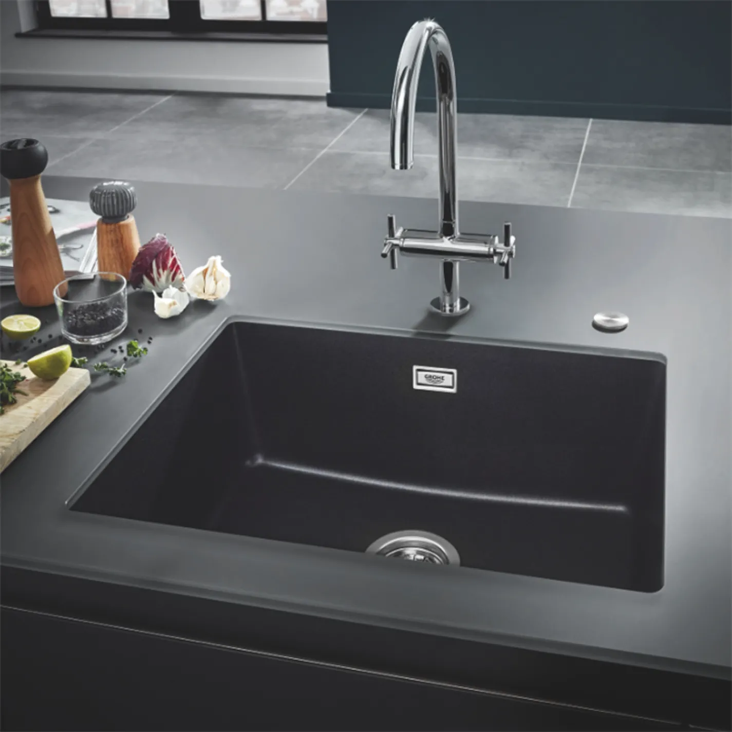 Мийка кухонна Grohe Sink K700 610x460, чорний граніт (31655AP0) - Фото 2