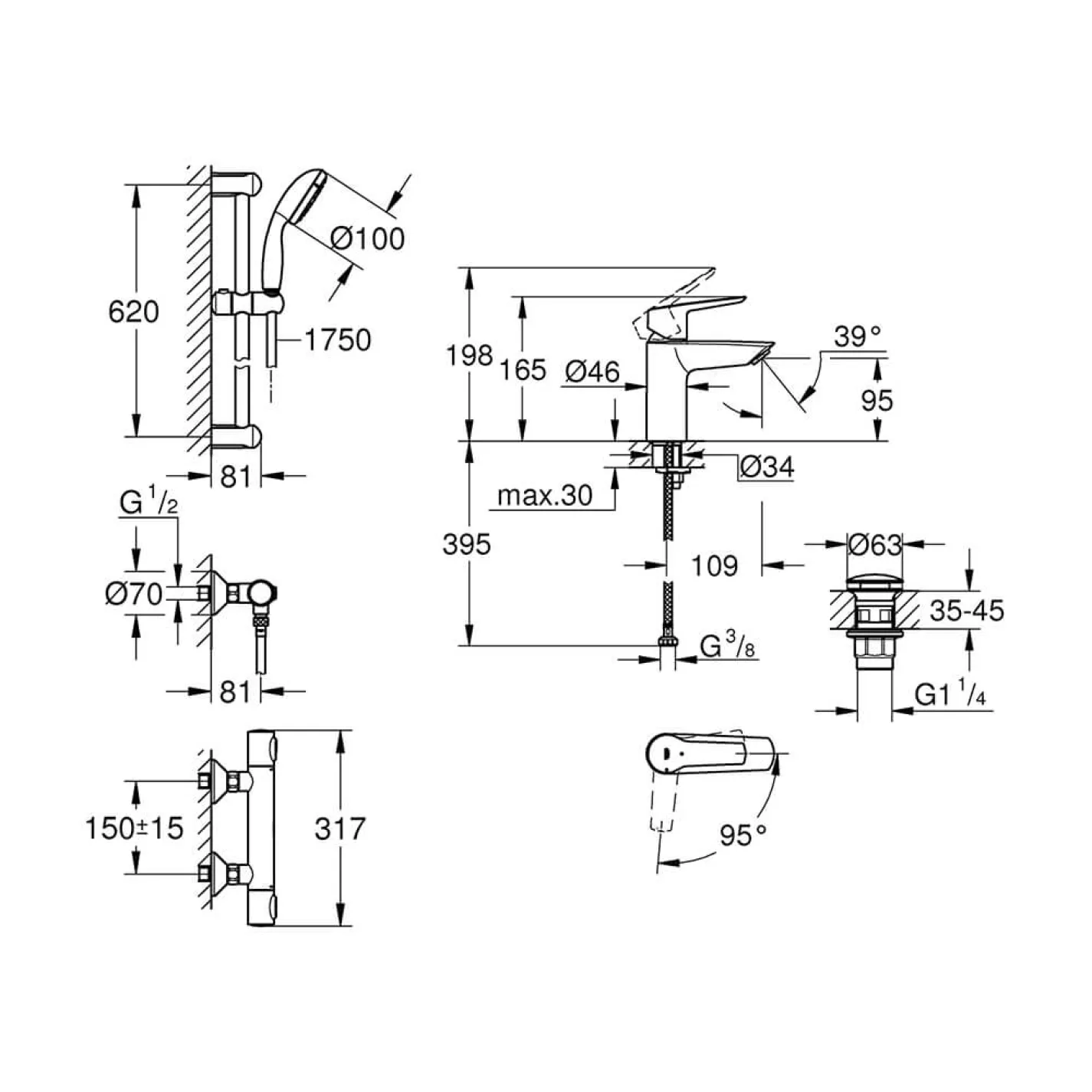 Набір змішувачів 2 в 1 для ванни Grohe QuickFix Start S-Size (34841551TS) - Фото 3