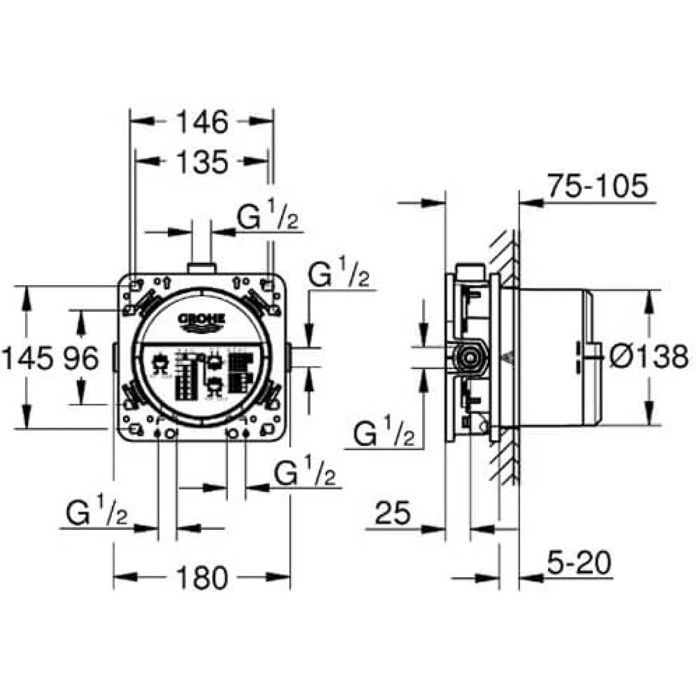 Набір для душу Grohe SmartControl Cube на 3 споживача прихованого монтажу (23409SC2) - Фото 3