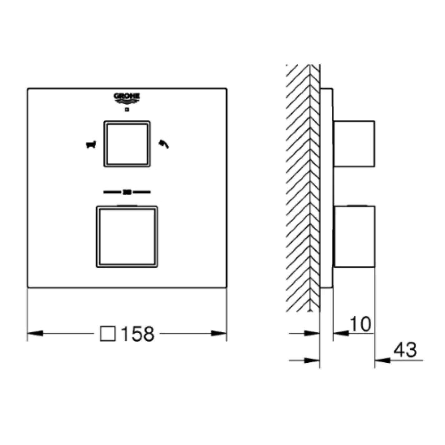 Термостат для ванни Grohe Grohtherm Cube з 2 перемикачами (24155000) - Фото 1