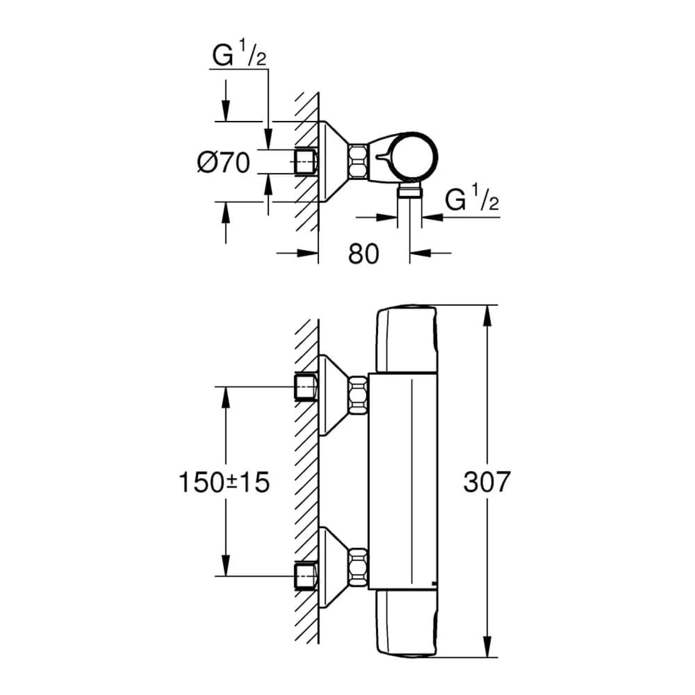 Термостатический смеситель для душа Grohe QuickFix Precision Trend 34229002 - Фото 2