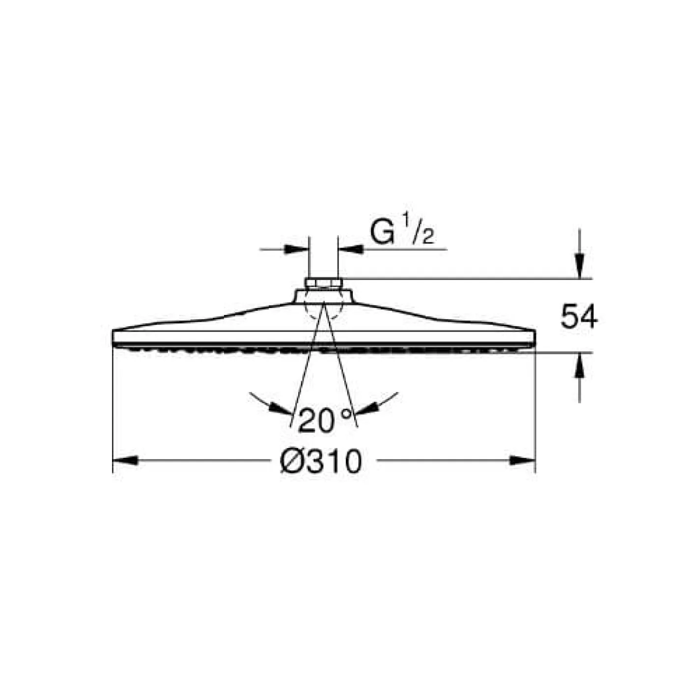 Верхній душ Grohe Rainshower 310 Mono 1 режим струменя (26561000) - Фото 2