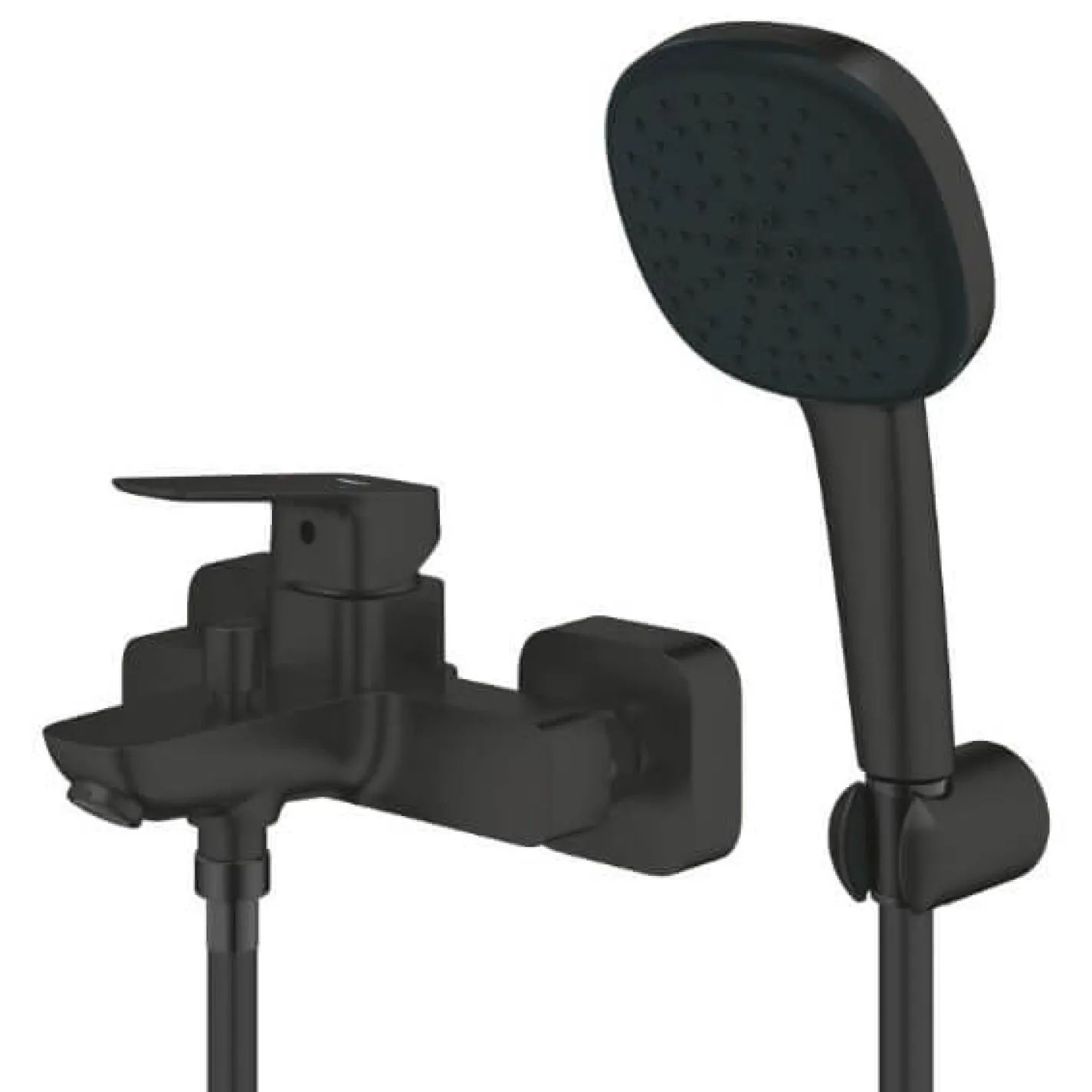 Змішувач для ванни Grohe Cubeo з душовим набором чорний (1018142430) - Фото 1