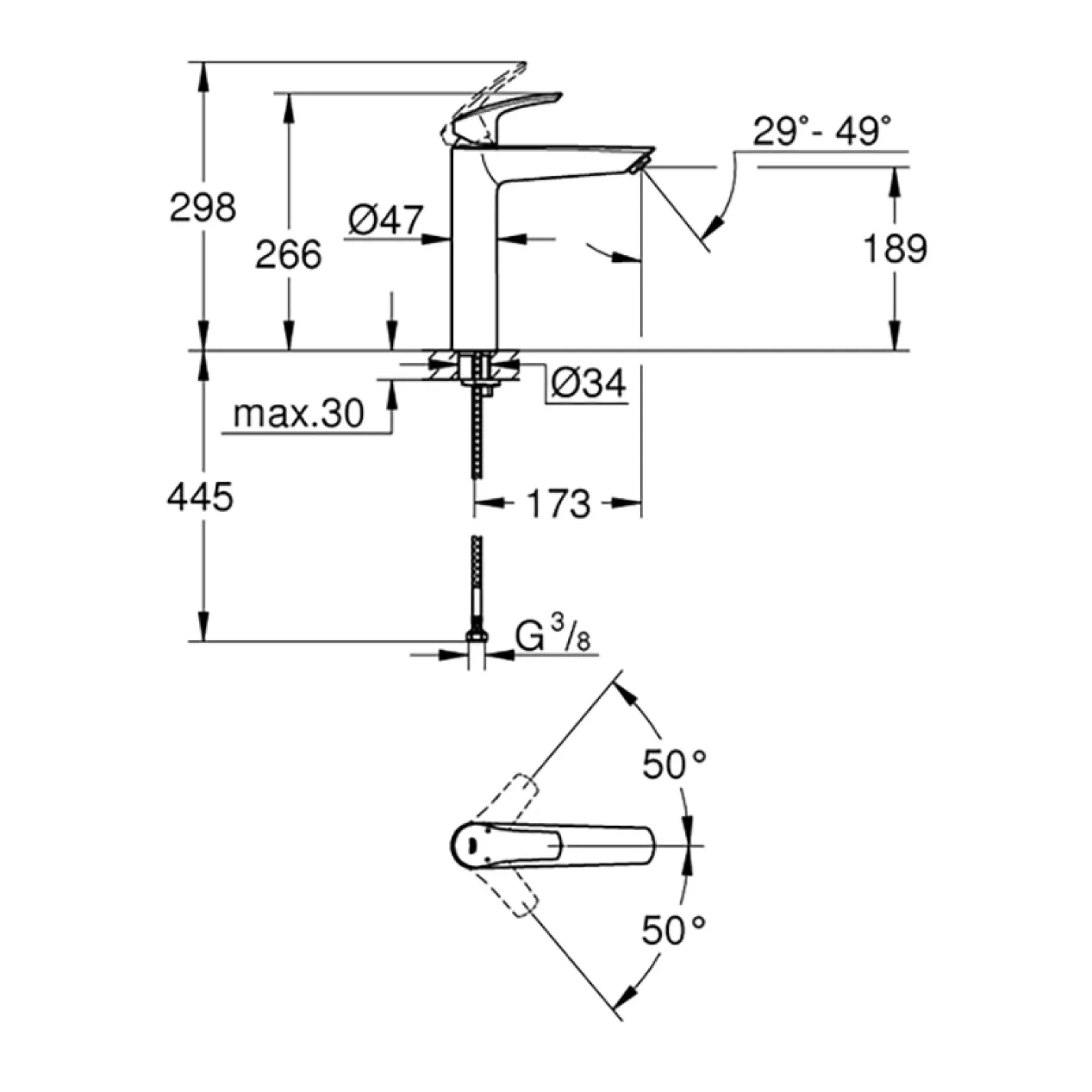 Смеситель для раковины Grohe Eurosmart XL-Size черный матовый (239712433) - Фото 3