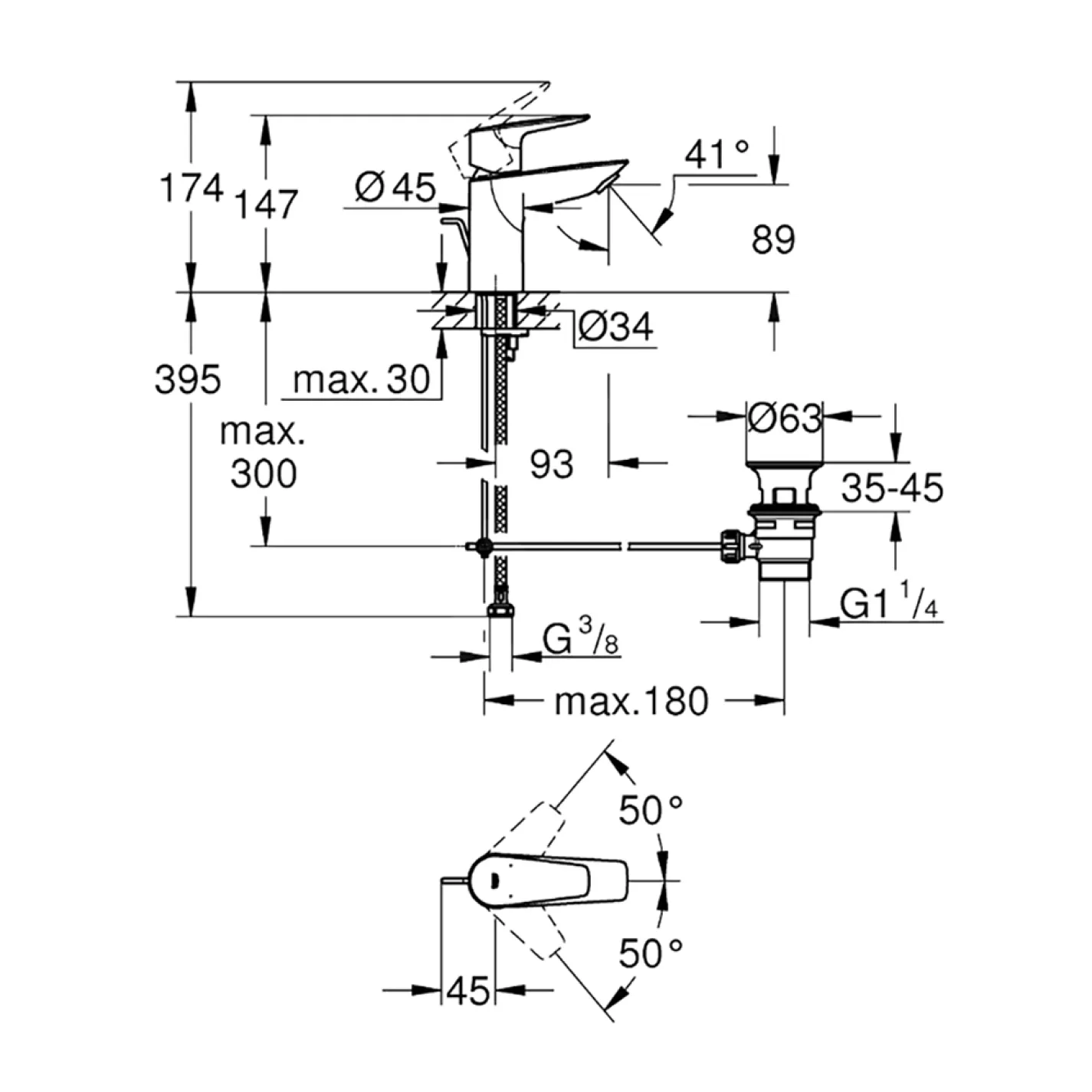 Змішувач для раковини Grohe QuickFix StartEdge S-Size хром (24196001) - Фото 3