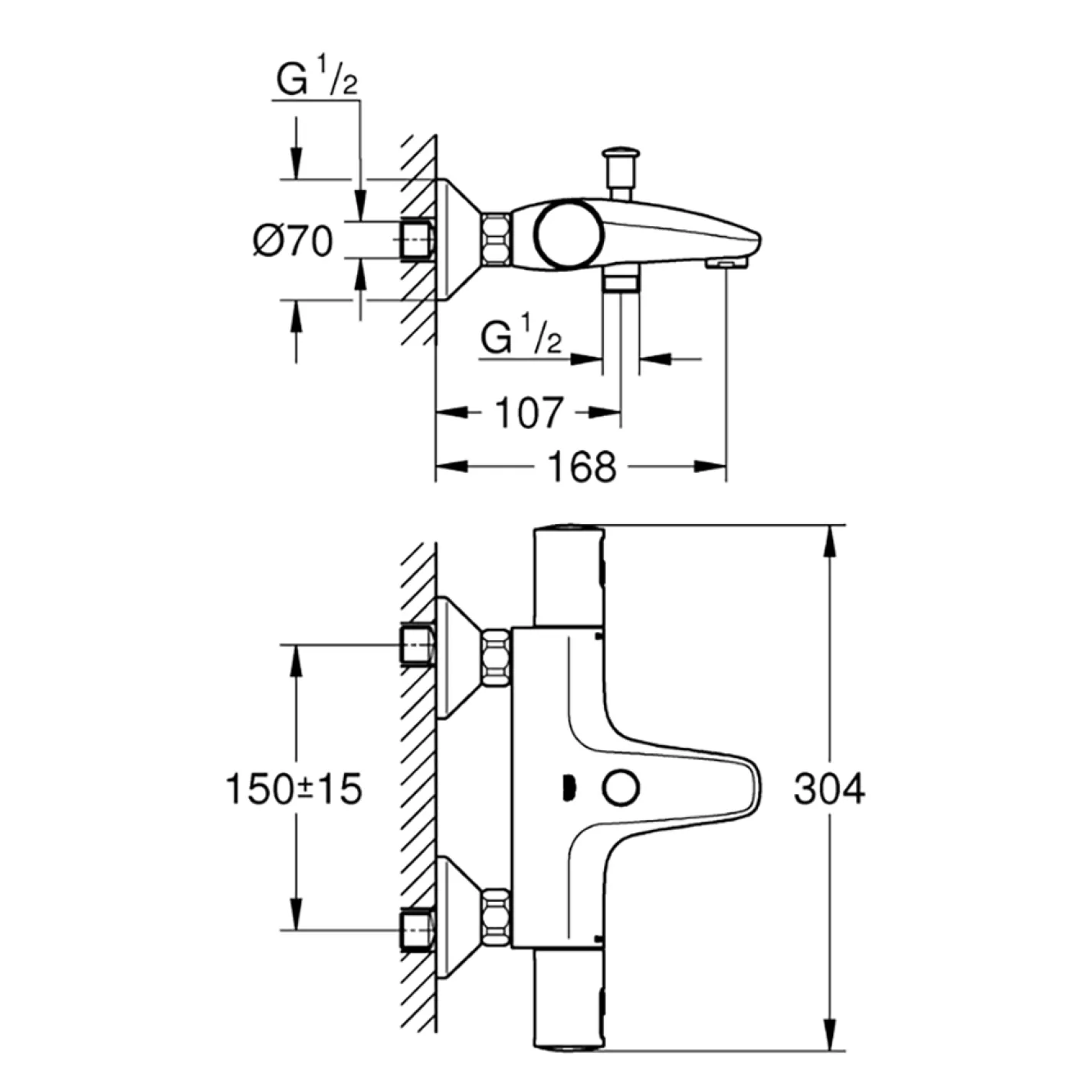 Смеситель для ванны Grohe QuickFix Precision Start с термостатом, черный матовый (345982430) - Фото 3