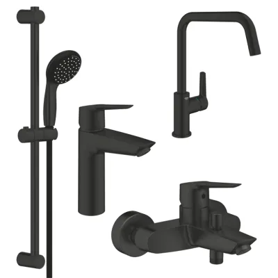 Набір змішувачів для ванни і кухні Grohe QuickFix Start чорний матовий (UA303301MK)