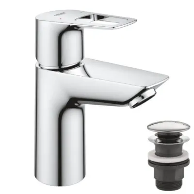 Смеситель для раковины Grohe BauLoop New S-Size + нажимной донный клапан