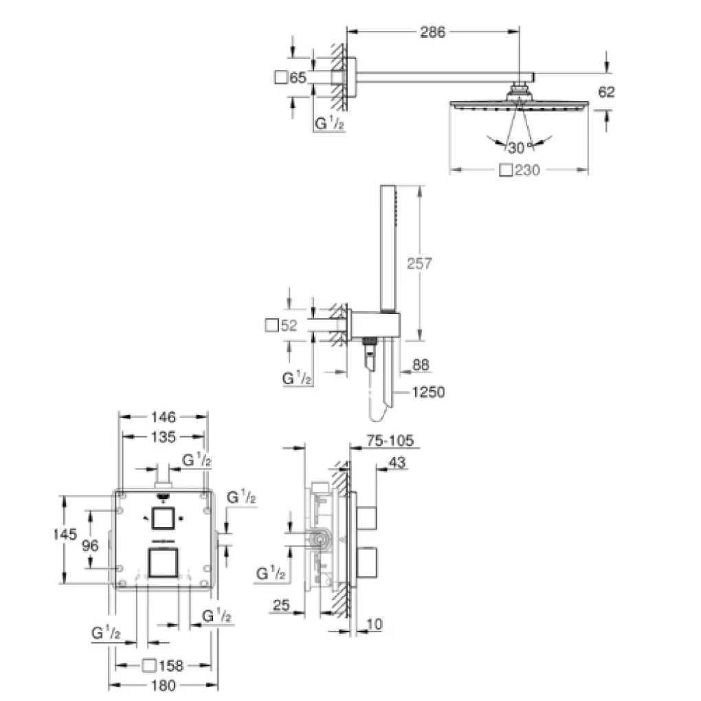 Душевая система с термостатом Grohe Grohtherm Cube (34741000)- Фото 2