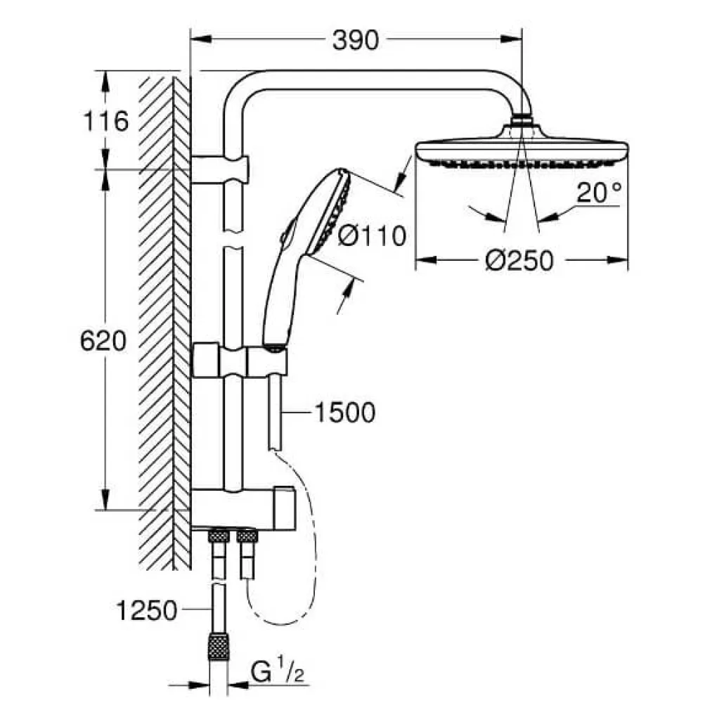 Душова система Grohe Tempesta System 250 (26980001)- Фото 4