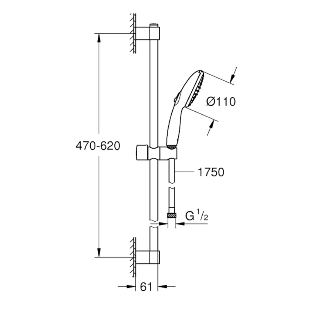 Душовий гарнітур Grohe Tempesta 110, 2 режими струменя, хром (26162003)- Фото 4