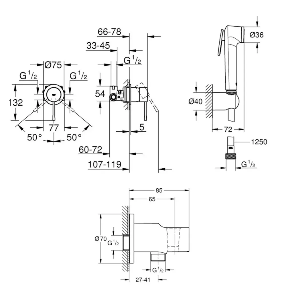 Гигиенический душ Grohe Essence черный матовый (UA111197243)- Фото 5