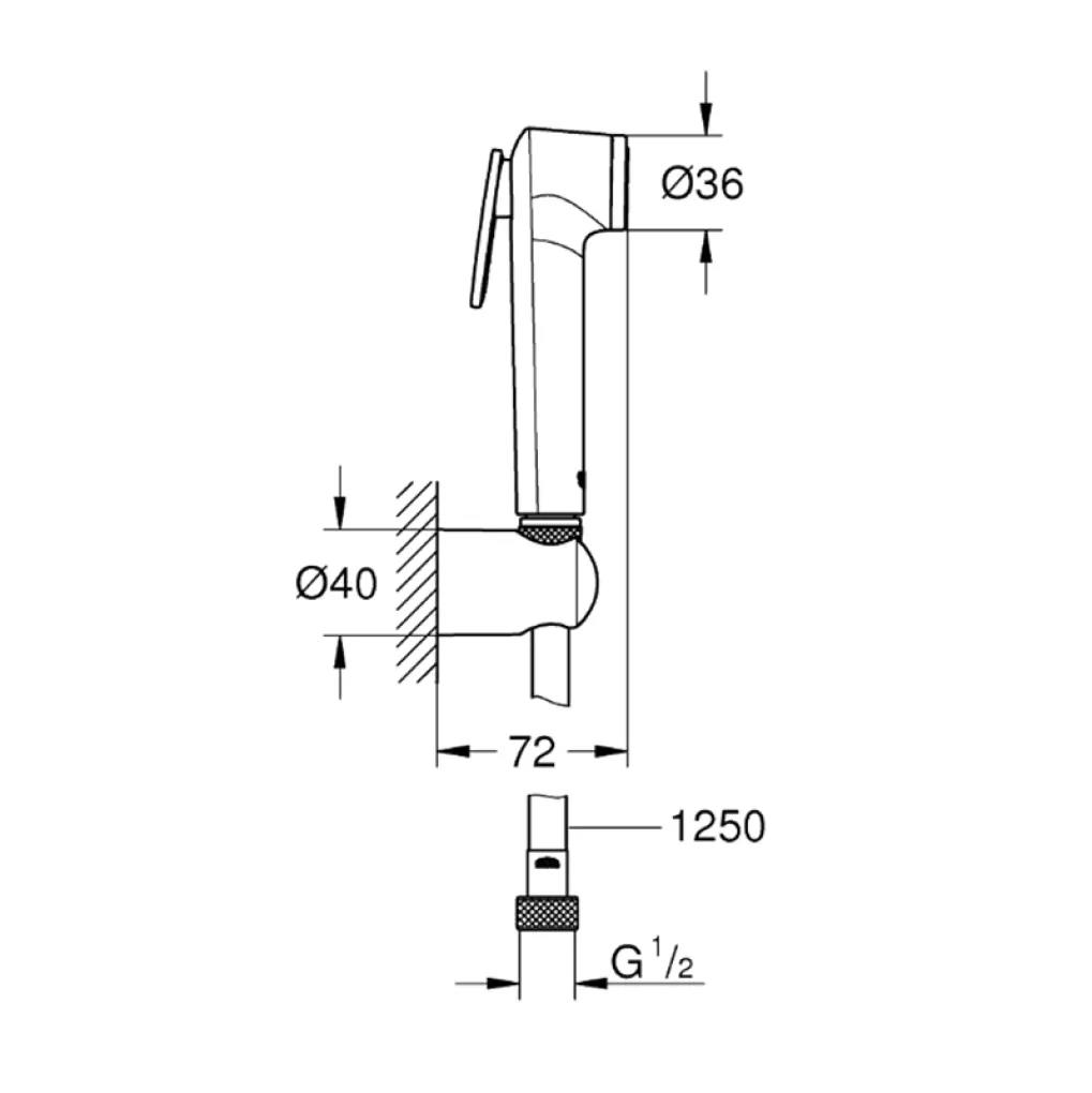 Гігієнічний душовий набір Grohe Tempesta-F Trigger Spray 36, графіт (27513AL1)- Фото 2