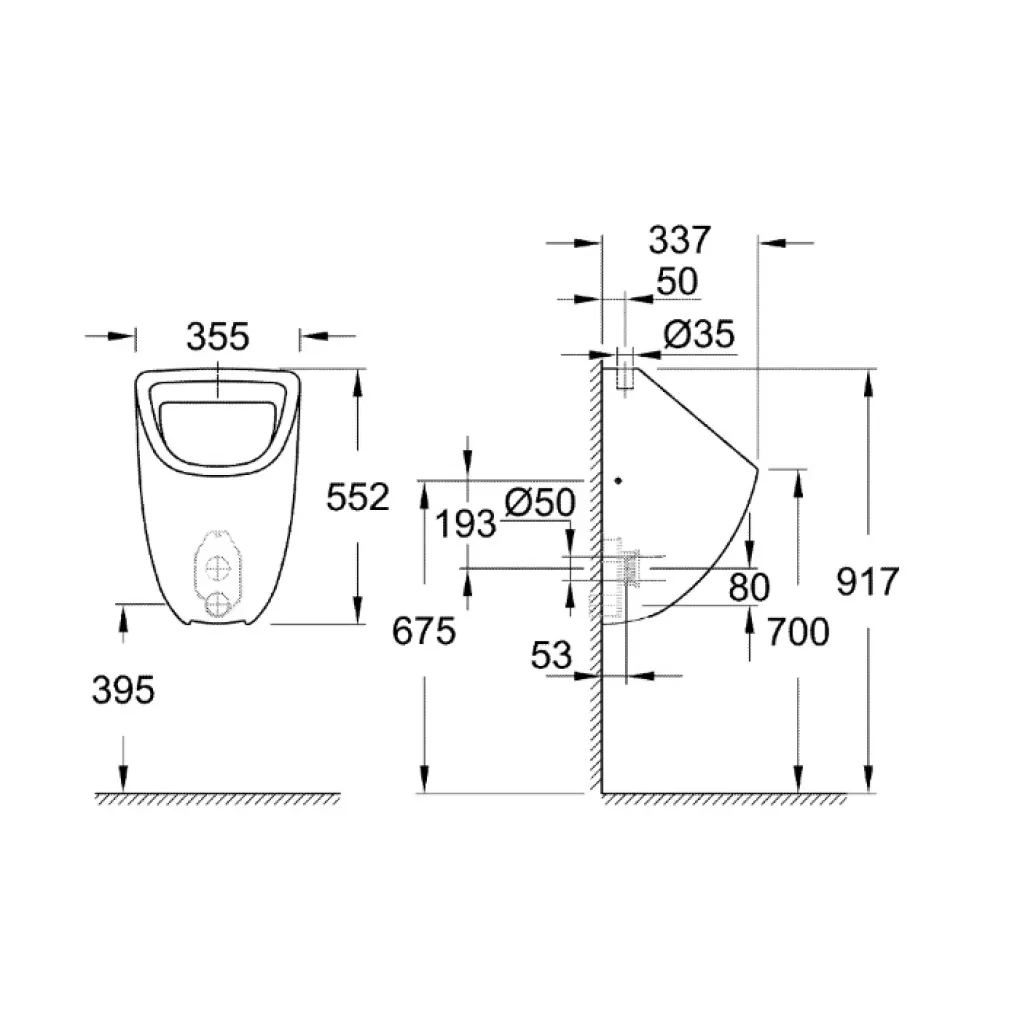 Пісуар Grohe Bau Ceramic (39439000)- Фото 2