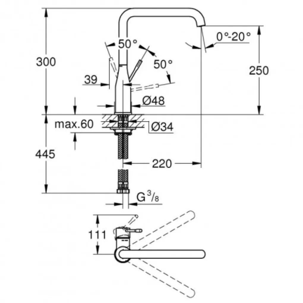 Смеситель для кухни Grohe Essence New, хром (30269000)- Фото 2