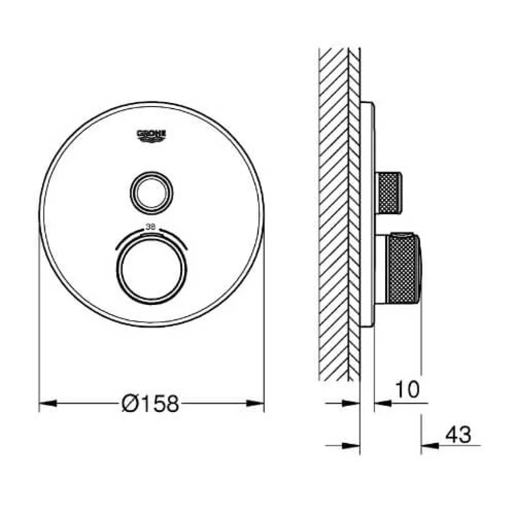 Термостат Grohe Grohtherm SmartControl із одною кнопкою керування (29118AL0)- Фото 2