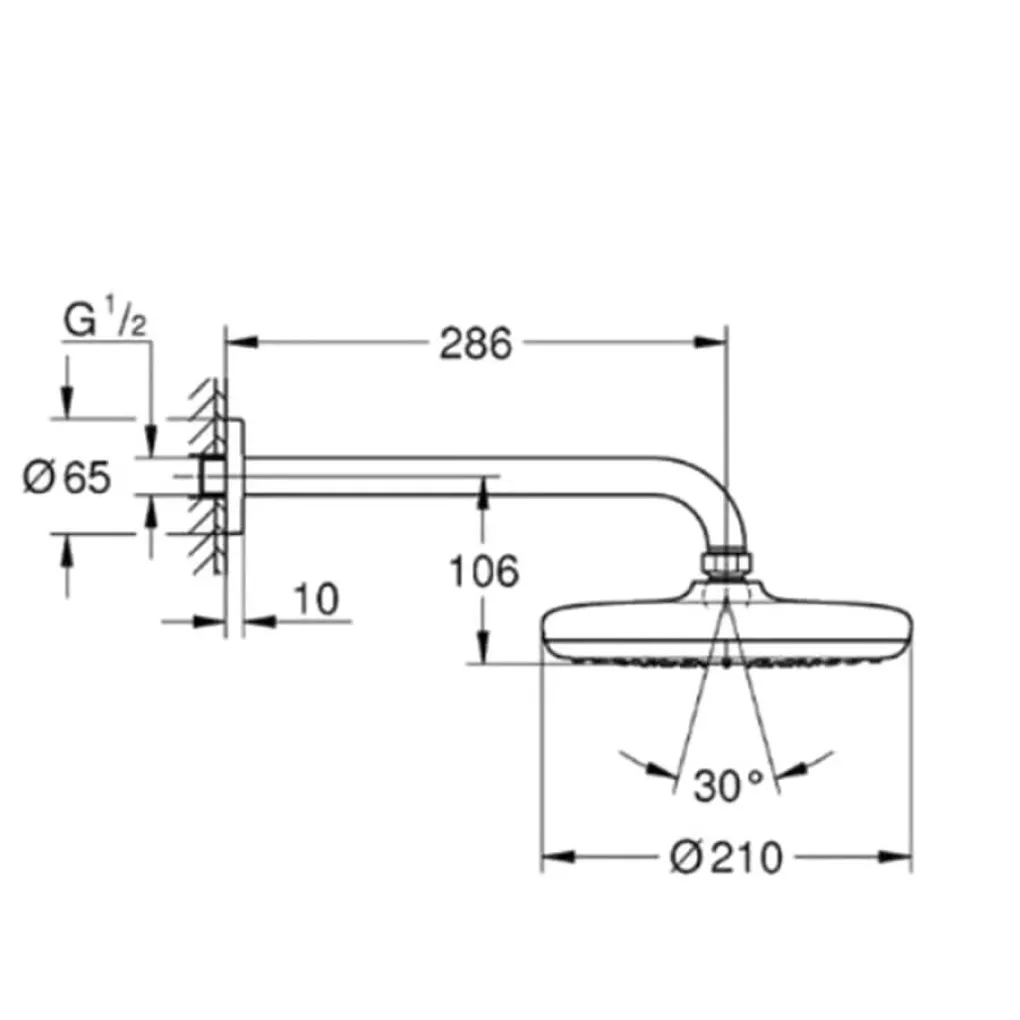 Верхній душ Grohe Tempesta 210 хром 1 режим струменя (26411000)- Фото 2