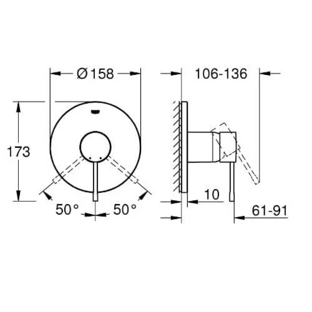 Смеситель для душа скрытого монтажа Grohe Essence хром (24168001)- Фото 2