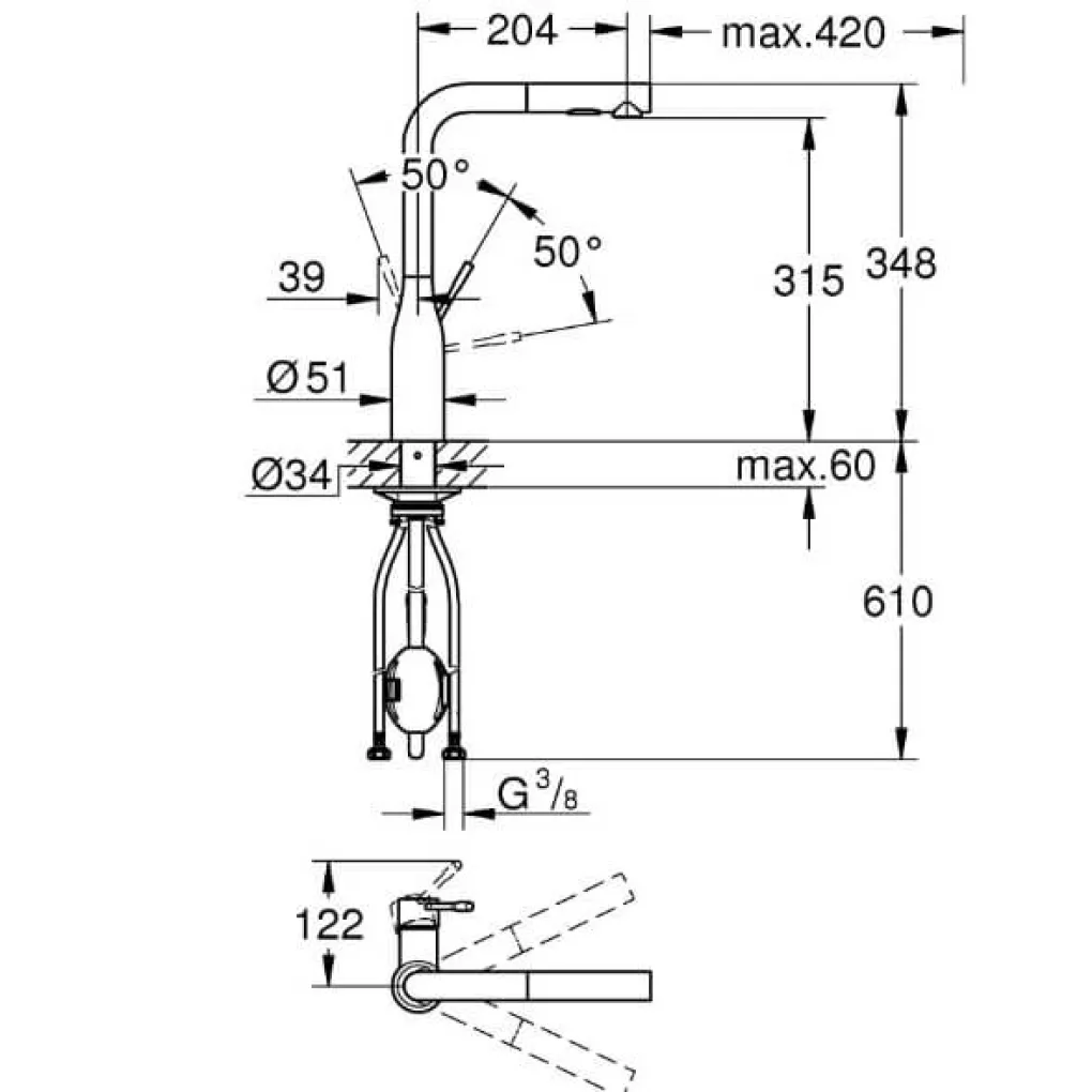 Смеситель для кухни Grohe Accent черный матовый (30432KF0)- Фото 4