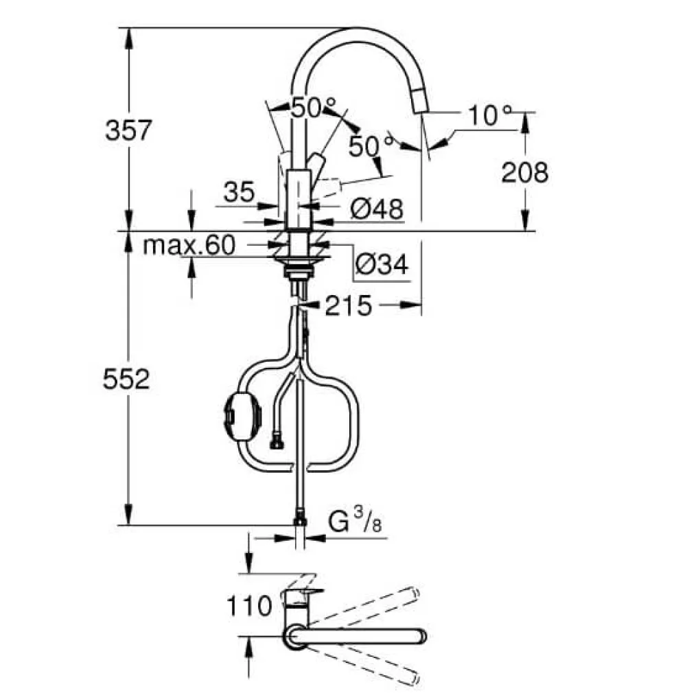 Смеситель для кухни Grohe BauEdge New хром (30536000)- Фото 4