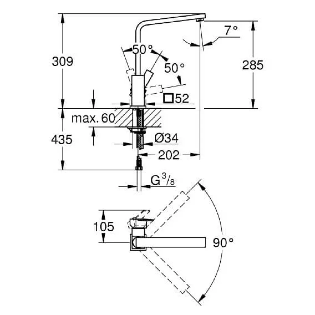 Смеситель для мойки Grohe Sail Cube (31393000)- Фото 4