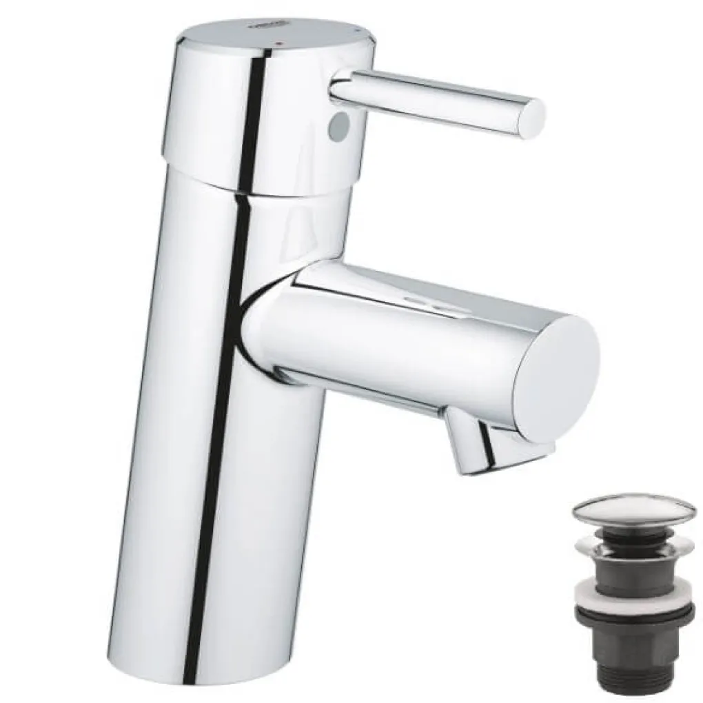 Смеситель для раковины Grohe Concetto S-Size + нажимной донный клапан- Фото 1