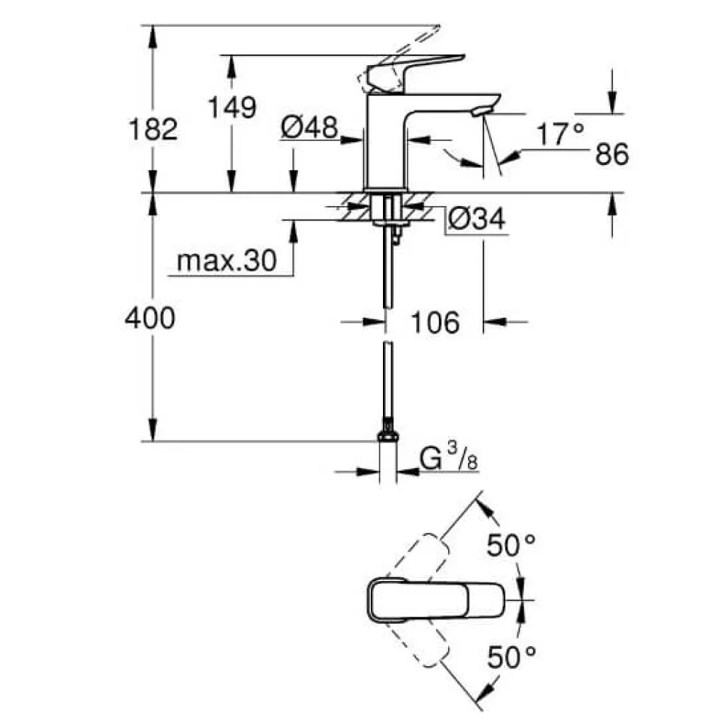 Смеситель для раковины Grohe Cubeo хром (1016990000)- Фото 4