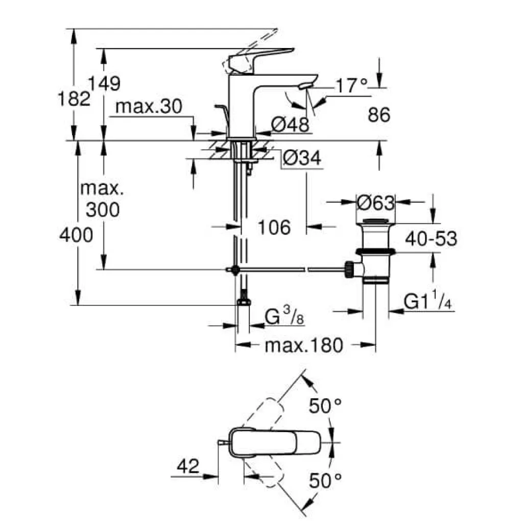 Змішувач для раковини Grohe Cubeo S-розміру чорний матовий (1016942430)- Фото 3