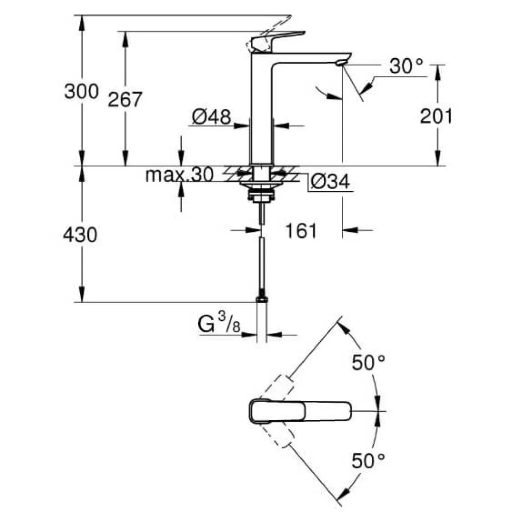 Смеситель для раковины Grohe Cubeo XL-размера черный (1017292430)- Фото 4