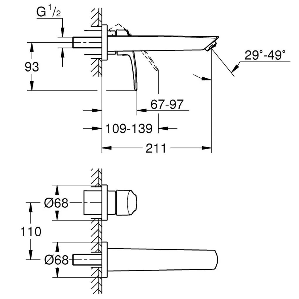 Смеситель для умывальника Grohe Eurosmart M-Size черный мат (293382433)- Фото 4