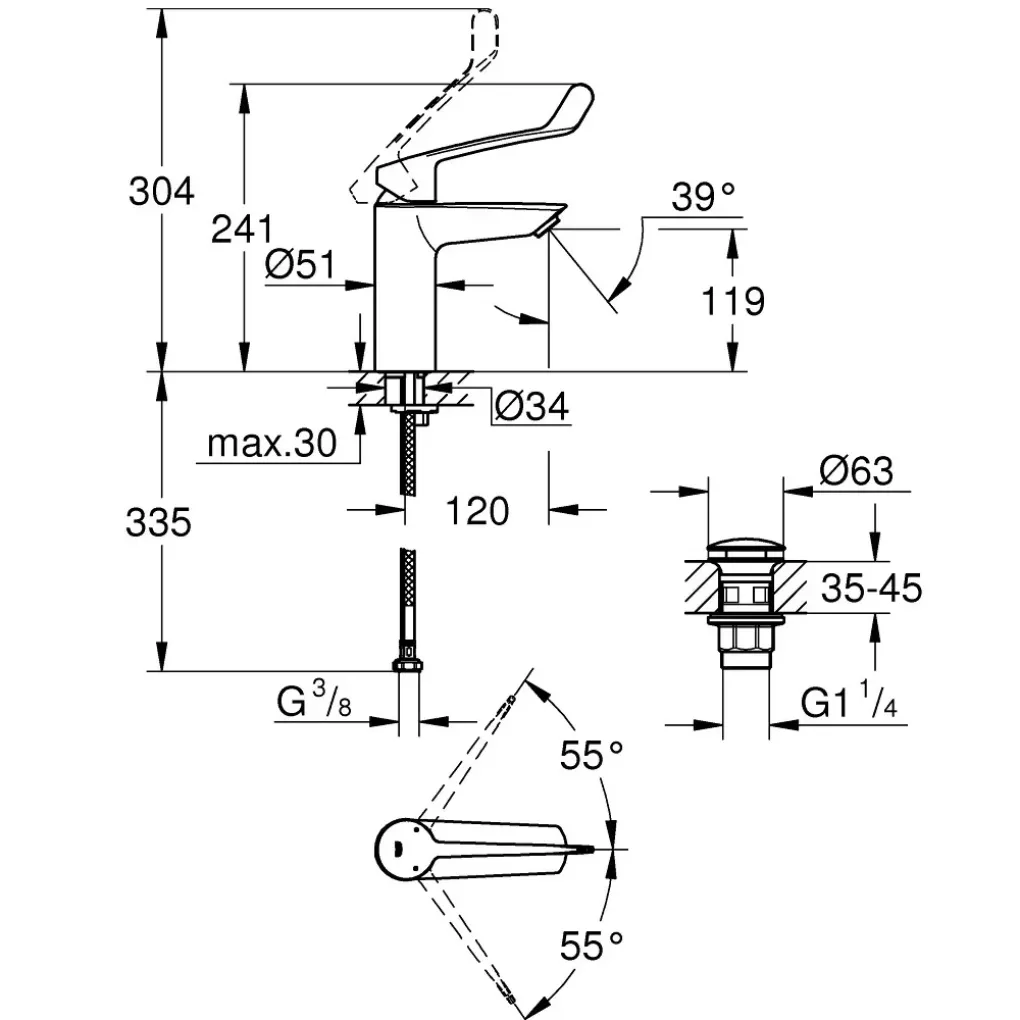 Смеситель для умывальника Grohe Eurosmart New хром (23983003)- Фото 4