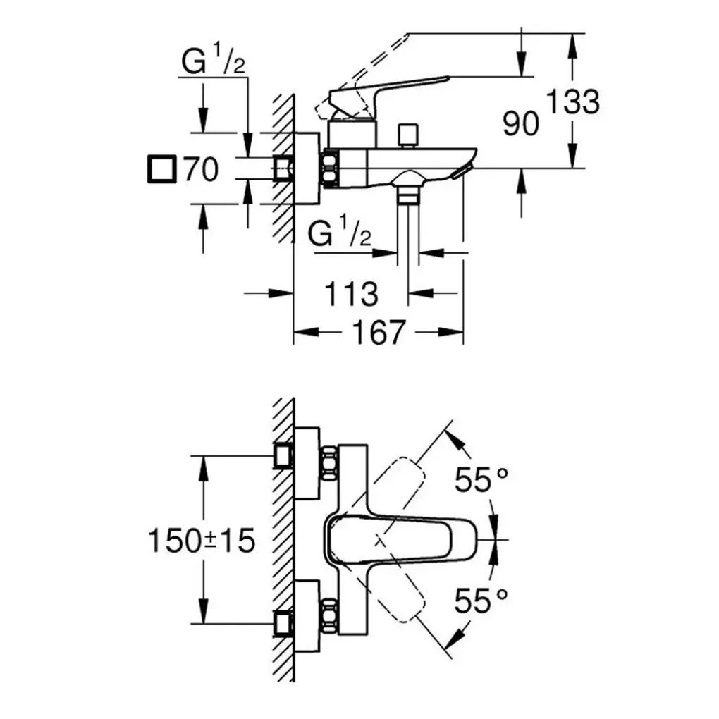 Смеситель для ванны Grohe Cubeo хром (1018130000)- Фото 4