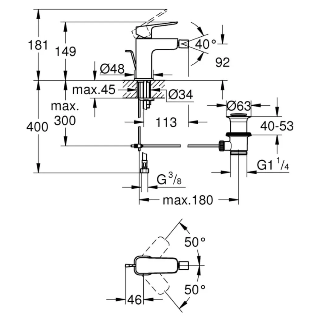 Смеситель для биде Grohe Cubeo S-Size, черный матовый (1018102430)- Фото 2