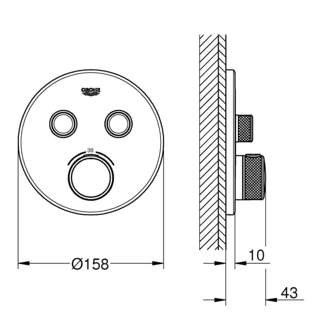 Смеситель для душа Grohe Grohtherm SmartControl, внешняя часть, черный матовый (29507KF0)- Фото 2