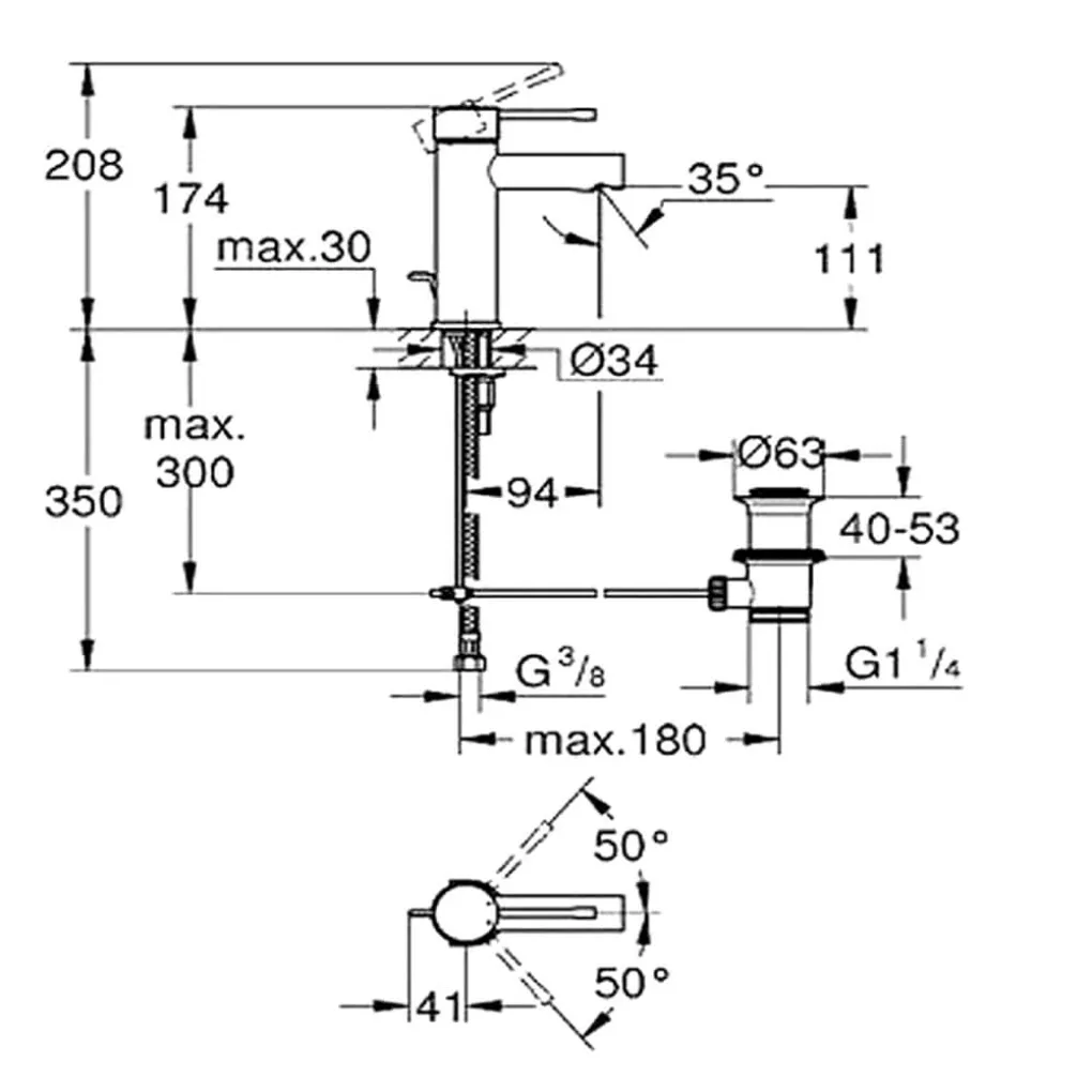 Смеситель для умывальника Grohe Essence (32898001)- Фото 2